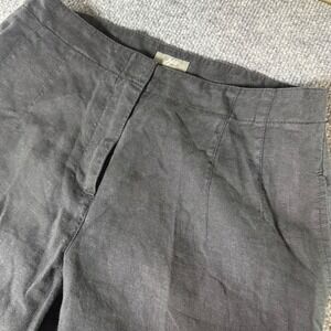 J Jill Petite Linen Wide Leg Pants Trousers 2P Black Casual Career